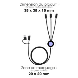 Cable publicitaire 5 en 1 charge eco ultra rapide certifié