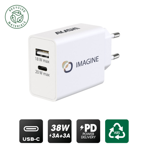 Chargeur publicitaire secteur usb type-c 38w power delivery