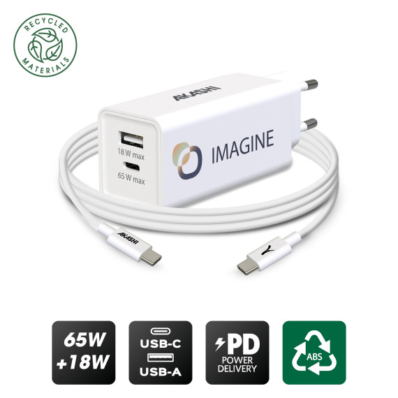 Pack publicitaire chargeur secteur eco 83w avec cable type-c 100w