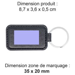 Porte-clé publicitaire en cuir véritable fabriqué en Europe 8,7 x 3,6 x 0,5 cm Akashi