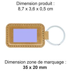 Porte-clé publicitaire en simili-cuir lisse fabriqué en Europe 8,7 x 3,6 x 0,5 cm Akashi