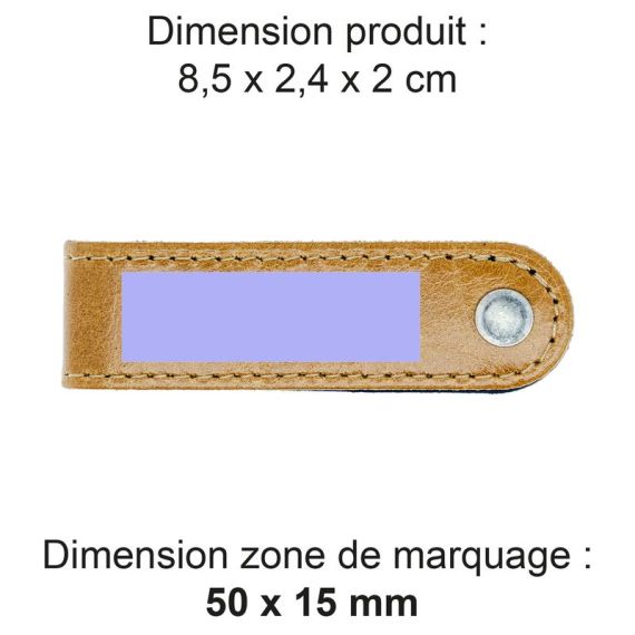 Porte-clé publicitaire vis en cuir véritable fabriqué en Europe 8,5 x 2,4 x 2 cm Akashi