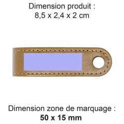 Porte-clé publicitaire vis en simili-cuir lisse fabriqué en Europe 8,5 x 2,4 x 2 cm Akashi