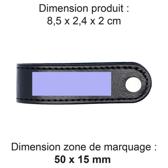 Porte-clé publicitaire vis en simili-cuir lisse fabriqué en Europe 8,5 x 2,4 x 2 cm Akashi