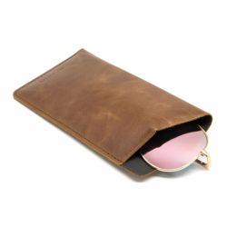 Etui publicitaire lunettes en cuir véritable fabriqué en Europe 17 x 8 x 1 cm Akashi