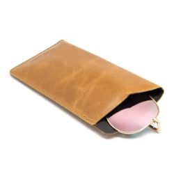 Etui publicitaire lunettes en cuir véritable fabriqué en Europe 17 x 8 x 1 cm Akashi