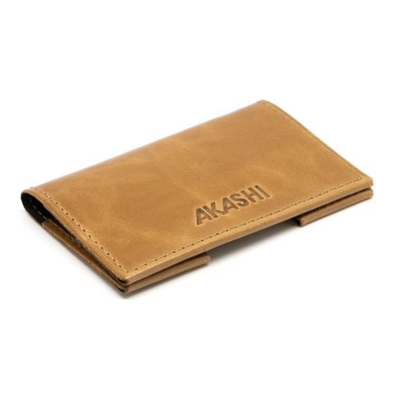 Porte-cartes folio publicitaire avec ou sans Anti-RFID en cuir véritable fabriqué en Europe 10 x 6,6 x 0,7 cm Akashi