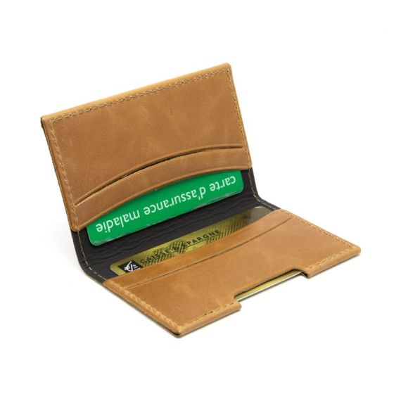 Porte-cartes folio publicitaire avec ou sans Anti-RFID en cuir véritable fabriqué en Europe 10 x 6,6 x 0,7 cm Akashi