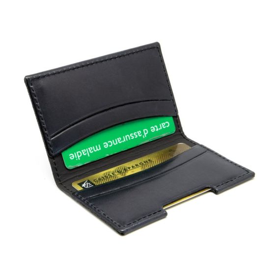 Porte-cartes folio publicitaire avec ou sans Anti-RFID en cuir véritable fabriqué en Europe 10 x 6,6 x 0,7 cm Akashi