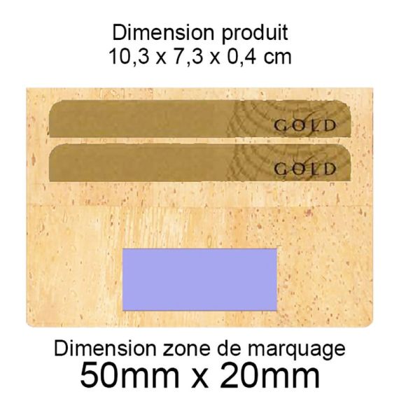 Porte-cartes publicitaire horizontal avec ou sans Anti-RFID liège fabriqué en Europe 10,3 x 7,3 x 0,4 cm Akashi