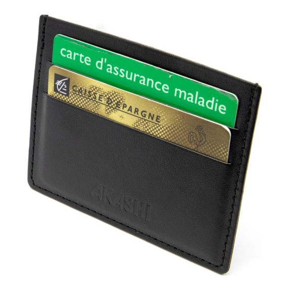 Porte-cartes publicitaire horizontal avec ou sans Anti-RFID en simili-cuir lisse fabriqué en Europe 10,3 x 7,3 x 0,4 cm Akashi