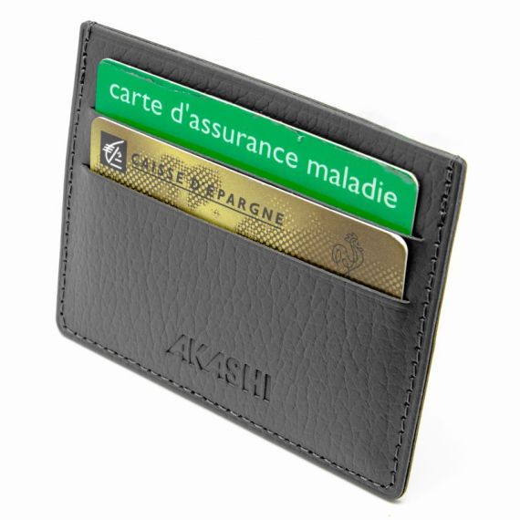 Porte-cartes publicitaire horizontal avec ou sans Anti-RFID cuir recyclé fabriqué en Europe 10,3 x 7,3 x 0,4 cm Akashi