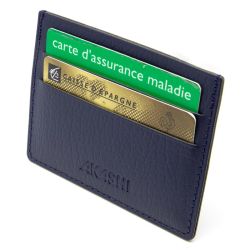 Porte-cartes publicitaire horizontal avec ou sans Anti-RFID cuir recyclé fabriqué en Europe 10,3 x 7,3 x 0,4 cm Akashi