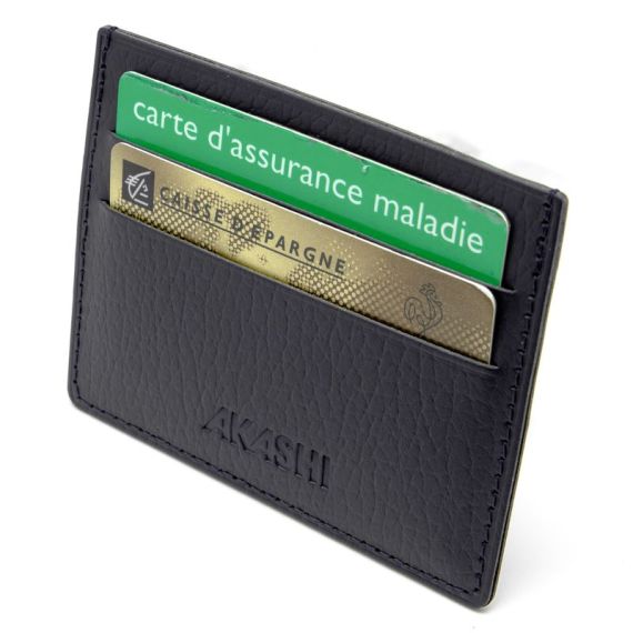 Porte-cartes publicitaire horizontal avec ou sans Anti-RFID cuir recyclé fabriqué en Europe 10,3 x 7,3 x 0,4 cm Akashi