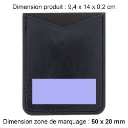 Porte-carte publicitaire pour Smartphone avec adhésif 3M en cuir véritable fabriqué en Europe 8 x 6,5 x 0,4 cm Akashi