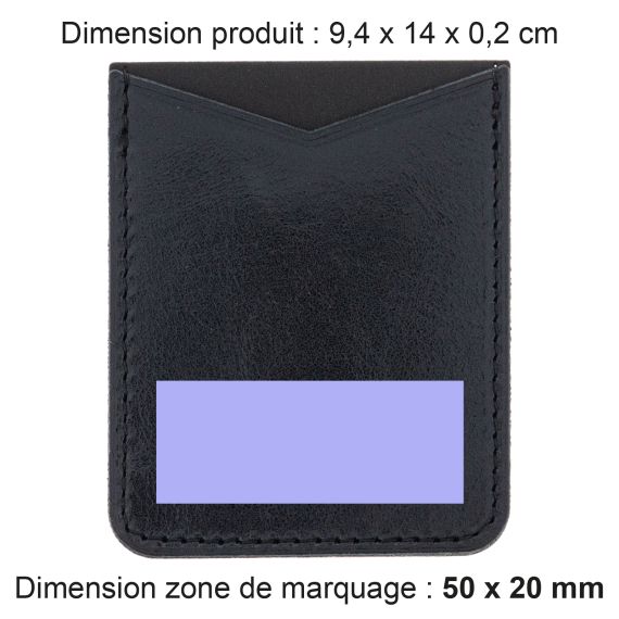 Porte-carte publicitaire pour Smartphone avec adhésif 3M en cuir véritable fabriqué en Europe 8 x 6,5 x 0,4 cm Akashi