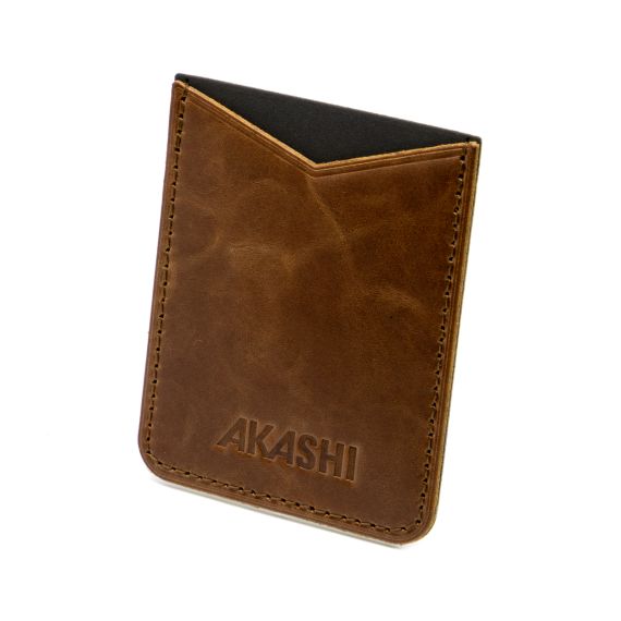 Porte-carte publicitaire pour Smartphone avec adhésif 3M en cuir véritable fabriqué en Europe 8 x 6,5 x 0,4 cm Akashi