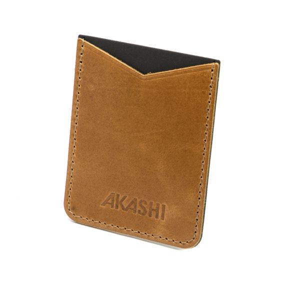 Porte-carte publicitaire pour Smartphone avec adhésif 3M en cuir véritable fabriqué en Europe 8 x 6,5 x 0,4 cm Akashi