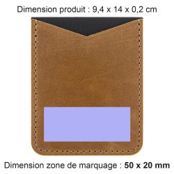 Porte-carte publicitaire pour Smartphone avec adhésif 3M en cuir véritable fabriqué en Europe 8 x 6,5 x 0,4 cm Akashi