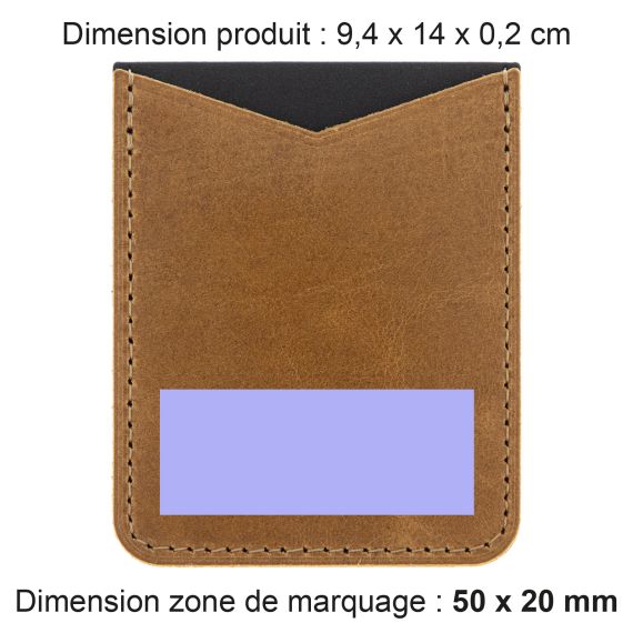 Porte-carte publicitaire pour Smartphone avec adhésif 3M en cuir véritable fabriqué en Europe 8 x 6,5 x 0,4 cm Akashi