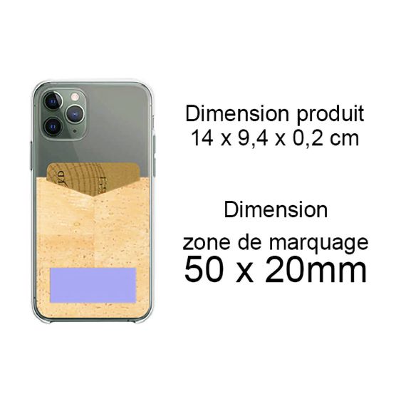 Porte-carte publicitaire pour Smartphone avec adhésif 3M liège fabriqué en Europe 8 x 6,5 x 0,4 cm Akashi