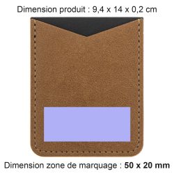 Porte-carte publicitaire pour Smartphone avec adhésif 3M en simili-cuir lisse fabriqué en Europe 8 x 6,5 x 0,4 cm Akashi