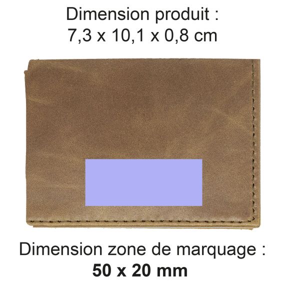 Porte carte publicitaire volet en cuir véritable fabriqué en Europe 10,2 x 7,1 x 1 cm Akashi