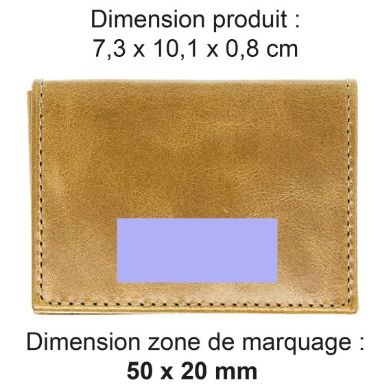 Porte carte publicitaire volet en cuir véritable fabriqué en Europe 10,2 x 7,1 x 1 cm Akashi