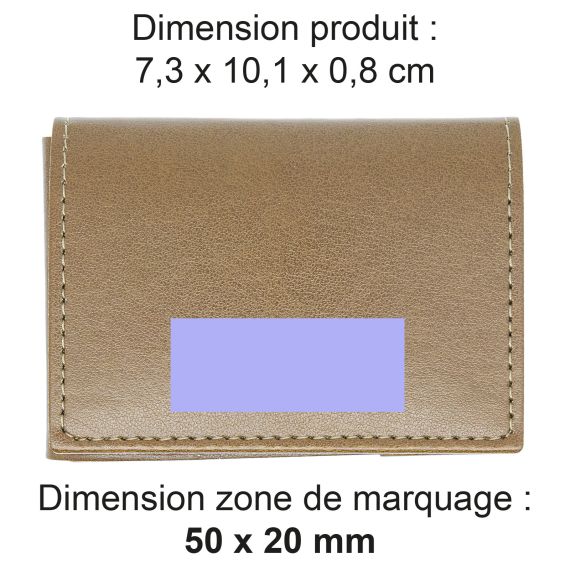 Porte carte publicitaire volet en simili-cuir lisse fabriqué en Europe 10,2 x 7,1 x 1 cm Akashi