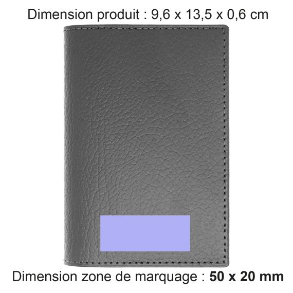 Porte-passeport publicitaire et carte grise et assurance cuir recyclé fabriqué en Europe 13,5 x 9,6 x 0,6 cm Akashi