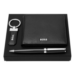 Parure publicitaire HUGO BOSS (stylo bille, porte-clefs & portefeuille)