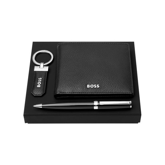 Parure publicitaire HUGO BOSS (stylo bille, porte-clefs & portefeuille)