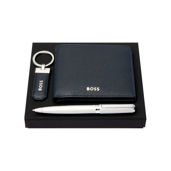 Parure publicitaire HUGO BOSS (stylo bille, porte-clefs & portefeuille)