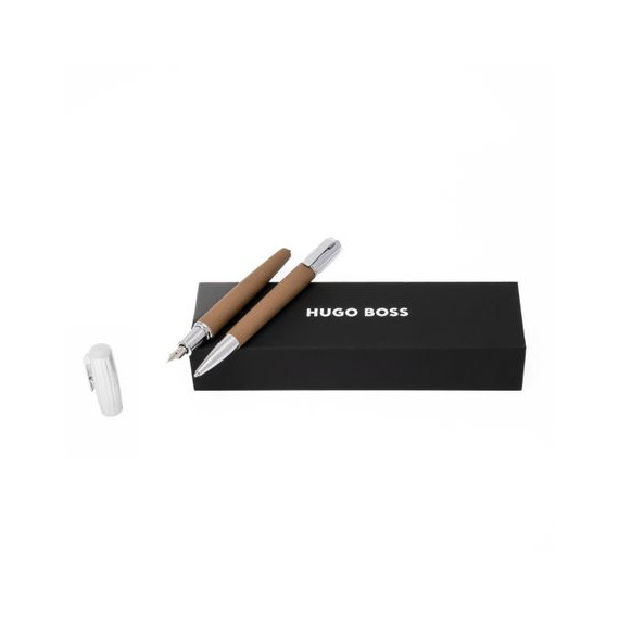 Parure publicitaire Iconic Pebbled (stylo bille & stylo plume)