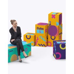 Cube personnalisé en mousse pouf taille L/XL fabriqué en France