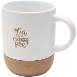 Mug publicitaire Billie en céramique pour sublimation de 300 ml avec détails en liège et finition matte