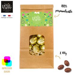 Sachet personnalisé avec œufs de Pâques publicitaires fabriqués en France