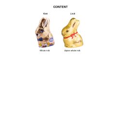 Coffret publicitaire avec mini lapin de pâques Lindt ou KLETT 