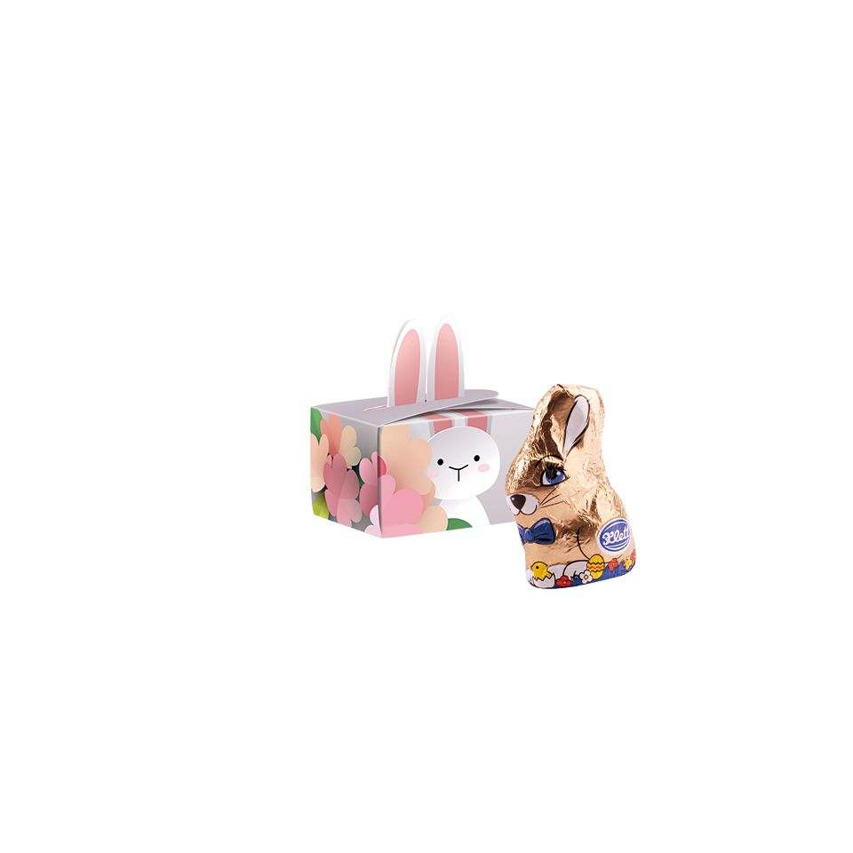 Coffret publicitaire avec mini lapin de pâques Lindt ou KLETT 