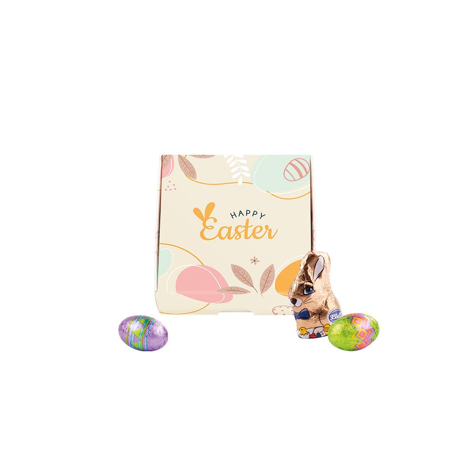 Boîte personnalisée avec mini lapin et œufs de pâques Lindt ou Klett