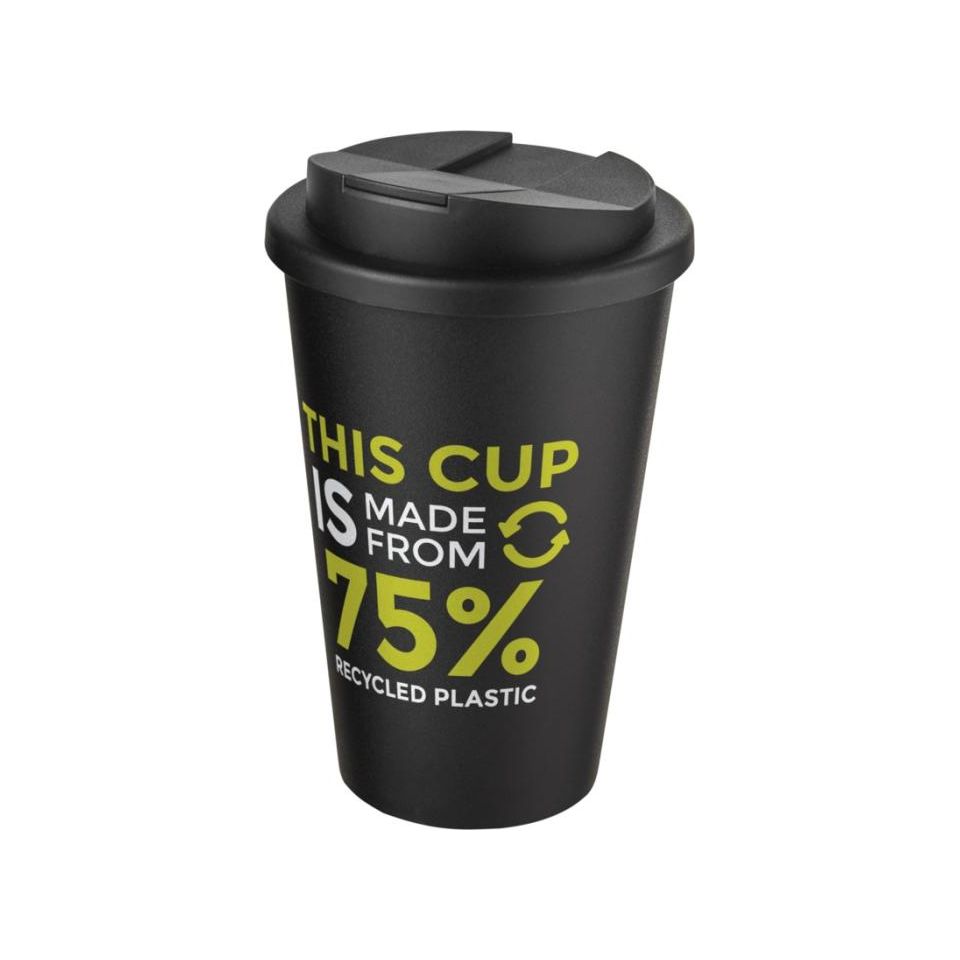 Gobelet Americano® Eco recyclé publicitaire fabriqué en Europe de 350 ml avec couvercle anti-déversement