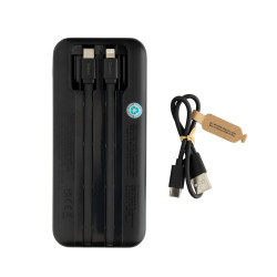 Powerbank publicitaire 10.000mAh en plastique RCS avec câbles Turbopack