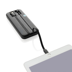 Powerbank publicitaire 10.000mAh en plastique RCS avec câbles Turbopack