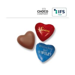 Coeur en chocolat publicitaire fabriqué en Europe Veggie