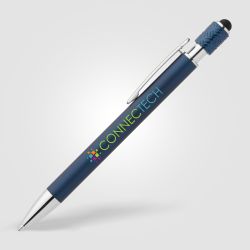 Stylo publicitaire à bille avec fonction stylet Wave Spinner Stylus aluminiumexpress