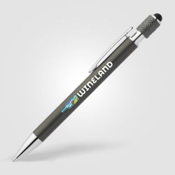 Stylo publicitaire à bille avec fonction stylet Wave Spinner Stylus aluminiumexpress