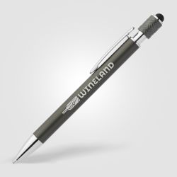 Stylo publicitaire à bille avec fonction stylet Wave Spinner Stylus aluminiumexpress