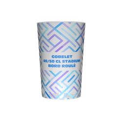 Gobelet stadium transparent personnalisé 40-50 cl bord roulé fabriqué en France 