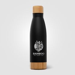 Bouteille publicitaire en acier inoxydable à double paroi Ibiza Bamboo 650 ml