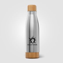 Bouteille publicitaire en acier inoxydable à double paroi Ibiza Bamboo 650 ml